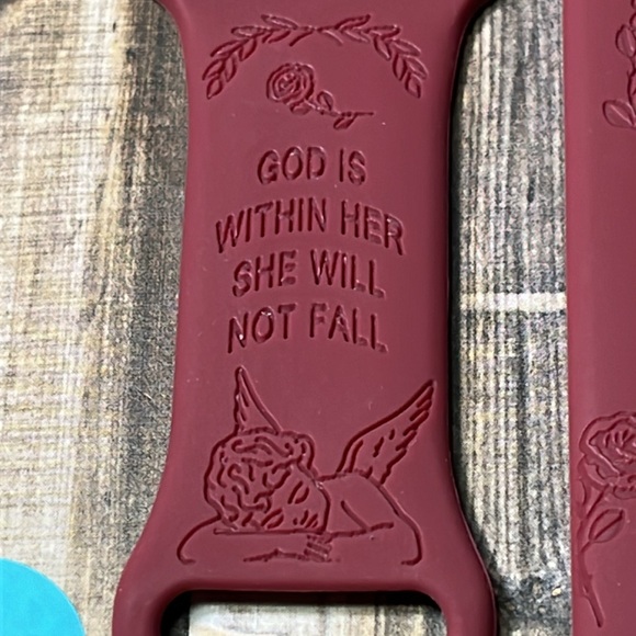 5for$10 42/44/45mm Large Maroon Red Holy Mary She Will Not Fall IWatch Watchband - Picture 2 of 5